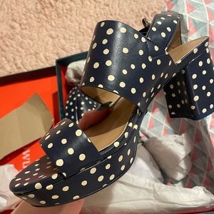 Aerosoles Camera Navy Polka Dot Platform Sandals